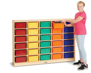 30 Mobile Storage with Colored Tubs by Jonti-Craft – Wood, White, Model 4031JC