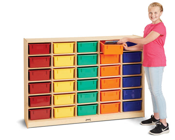 30 Mobile Storage with Colored Tubs by Jonti-Craft – Wood, White, Model 4031JC