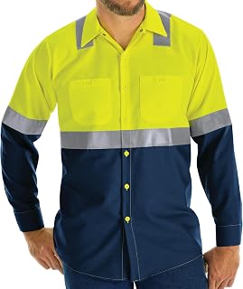 Red Kap Men's Hi Visibility Long Sleeve Ripstop Work Shirt - Type R, Class 2