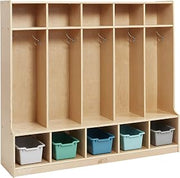 ECR4Kids 5-Section Coat Locker with Bench and 5 Scoop Front Bins, Classroom Furniture, Contemporary