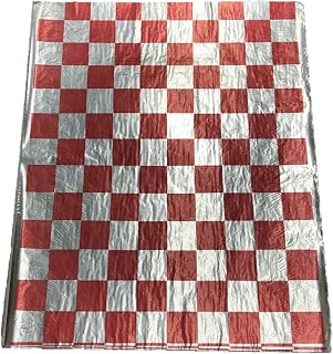 Laminated Foil Sandwich Wrap 10.5" x 14" Size, RED Checkered Print, 5 Boxes of 500 Per Case, Brown Paper Goods #5C14-CR