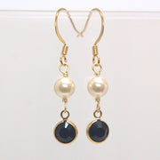 Crystal Channel Drop Dangle Earring - Jet Black Color by Martiana Jewelry – 1 inch, Crystal, Pearl, Gold Tone Ear Hook, Jet Black, Model MJ-E109