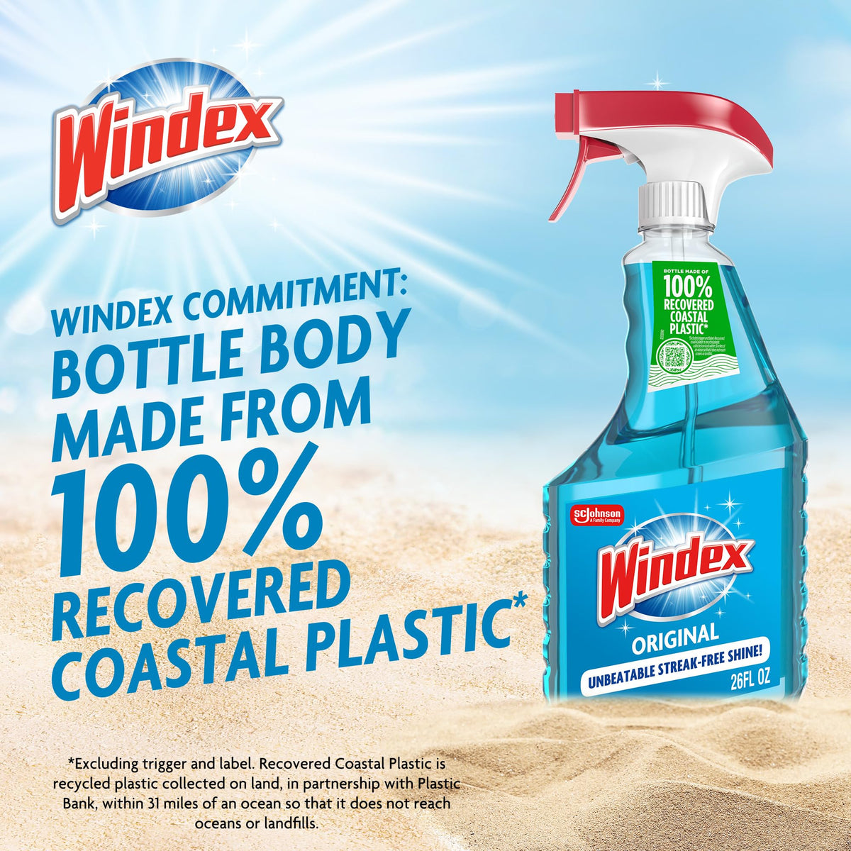 Refill Original Blue Glass and Window Cleaner Bottles + 1 Reusable Spray Trigger by Windex – 32 Fl Oz (Pack of 3), Original Glass Cleaner, Pack of 3, Model 343297