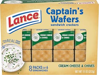Lance Sandwich Crackers, Captain's Wafers Cream Cheese and Chives, 8 Packs, 6 Sandwiches Each