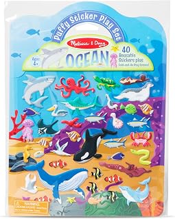 Melissa & Doug Ocean Puffy Sticker Play Set Travel Toy with Double-Sided Background, 40 Reusable Puffy Stickers