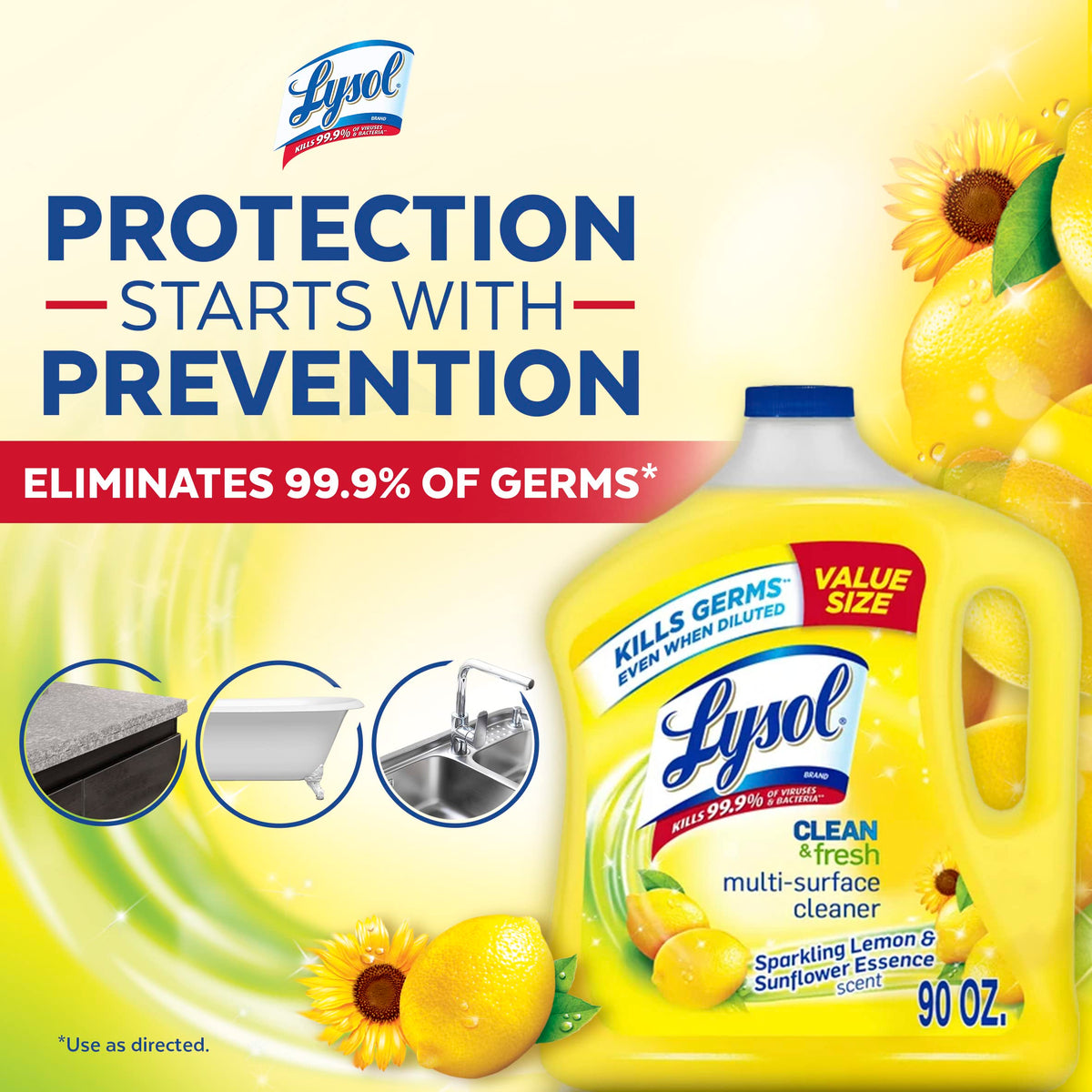 Lysol 90 Fl Oz (Pack of 1) / Lemon & Sunflower / 1 All-Purpose Cleaners