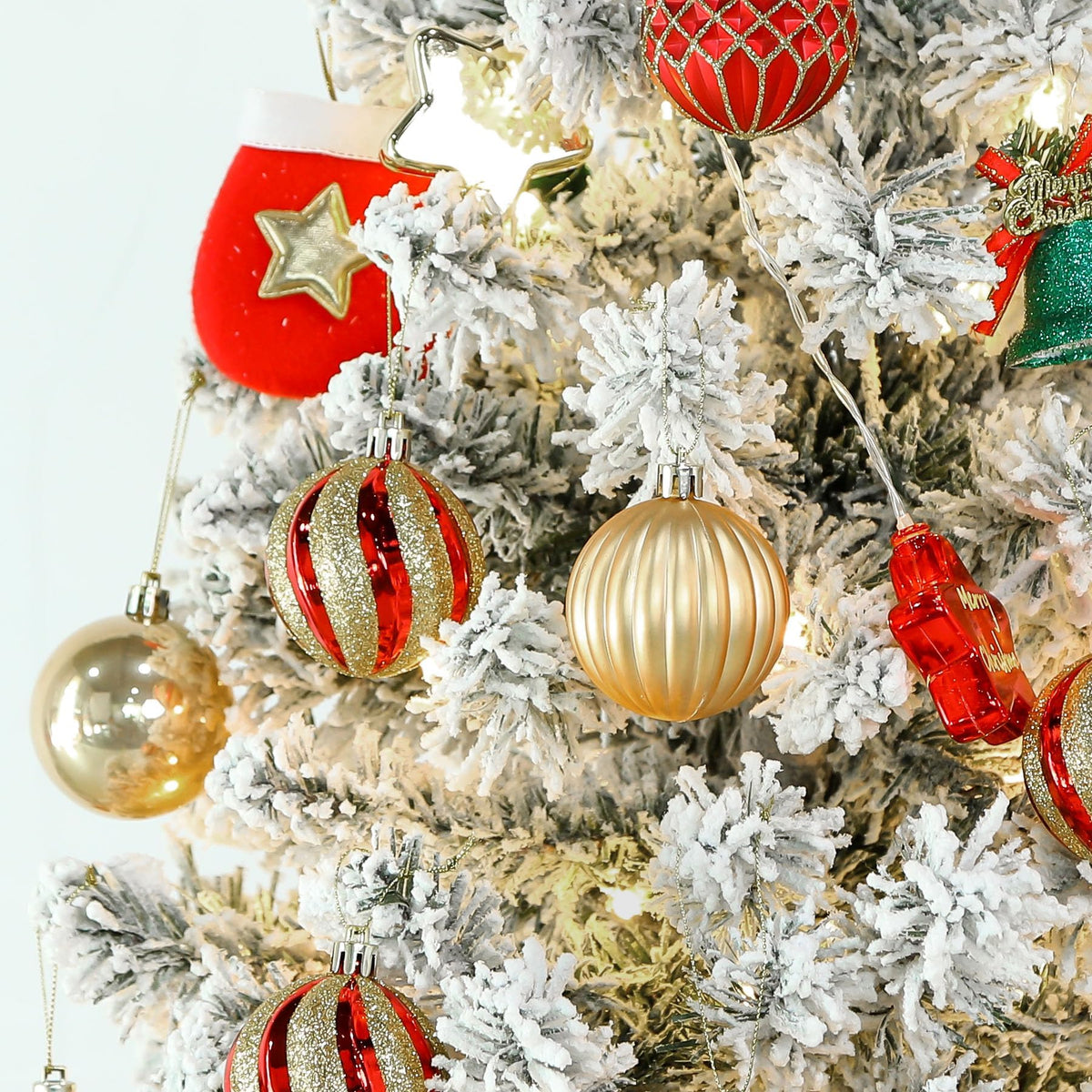 Shareconn Christmas Ball Ornaments, 2.36 Inch, Red and Gold, 30 Count