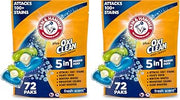 Arm & Hammer Plus OxiClean Stain Fighters: 5-in-1 Laundry Detergent Power Paks, Fresh Scent, 72 Count (Pack of 2)