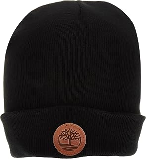 Timberland Men's Cuffed Beanie with Leather Logo Patch