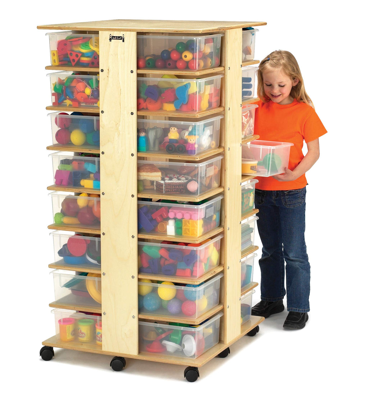 32 Tub Tower with Clear Bins by Jonti-Craft – With Clear Tubs, wood, White, Model 03540JC