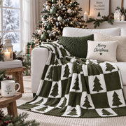 Buryeah Knit Throw Blanket, Olive Green Christmas Tree, 50x60 Inches
