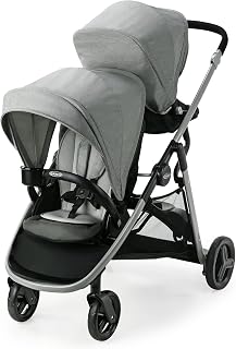 Graco Ready2Grow LX 2.0 Double Stroller, Twin Baby Stroller Features Bench Seat and Standing Platform Options, Compact Fold Perfect for Baby Travel, Clark