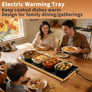 Wanish Electric Warming Tray, Tempered Glass Surface, 32 x 12 Inch, Black