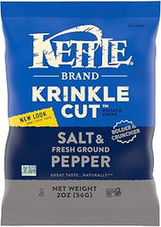 Kettle Brand Potato Chips, Krinkle Cut Salt & Fresh Ground Pepper Kettle Chips, 2 Oz