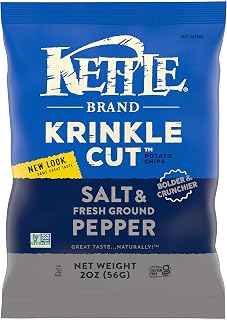 Kettle Brand Potato Chips, Krinkle Cut Salt & Fresh Ground Pepper Kettle Chips, 2 Oz