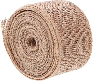 4cm Natural Linen-Like Decorative Ribbon Wire Edge, 5 Yards Craft Making Ribbon for Christmas Wreaths, Holiday Wrapping and DIY Bow Decorations