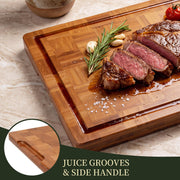 Kikcoin Bamboo Cutting Board Set, 3 Sizes with Rack, Natural Wood