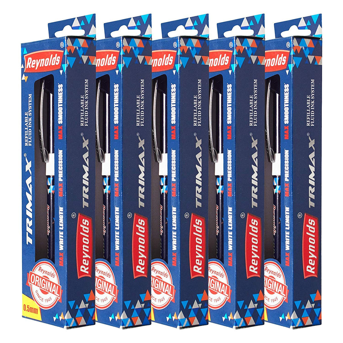 Trimax Pen (Blue) - Pack of by Reynolds – 1 Count (Pack of 2), Plastic, Blue, Pack of 2, Model RND_PEN_TRIMAX_BLUE_2PCS