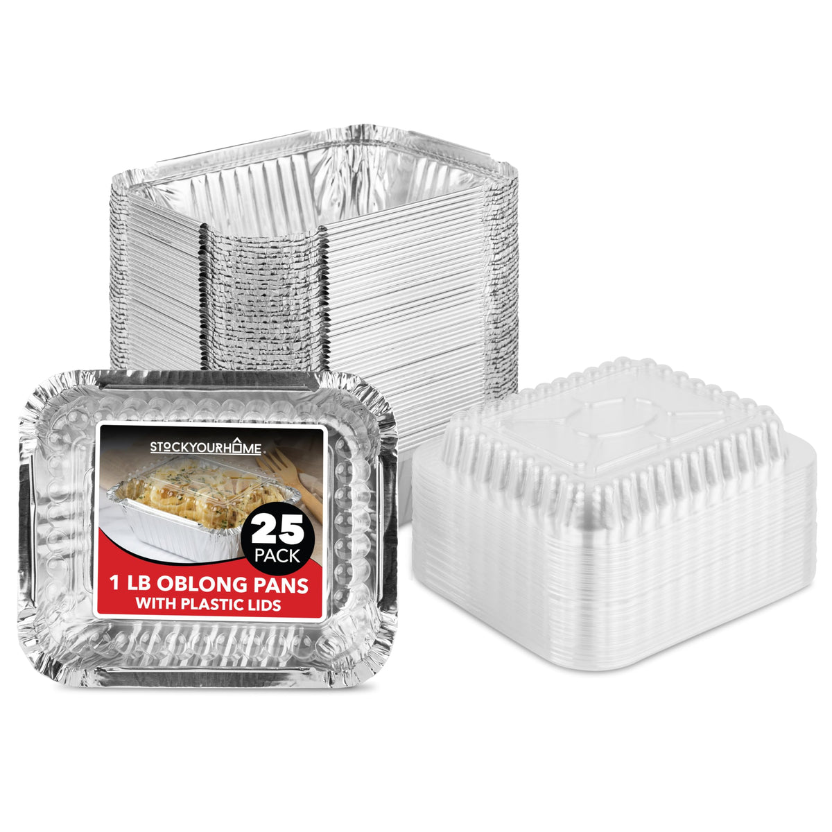 Stock Your Home 1 lb / 25 Pack / Silver Disposable Cookware