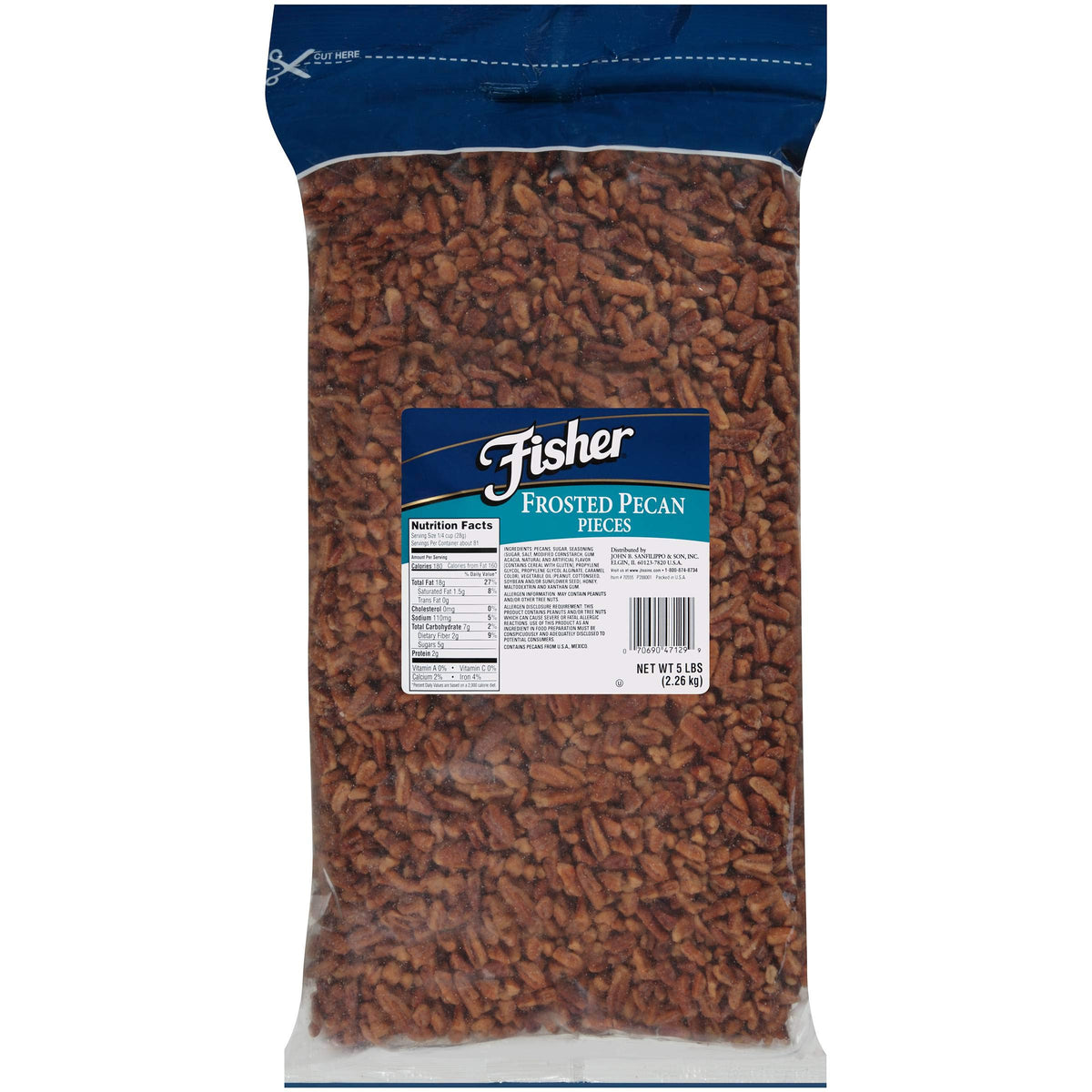 Fisher Frosted Pecan Pieces by John B.Sanfilippo and Son – 80.0 Ounce (Pack of 1)