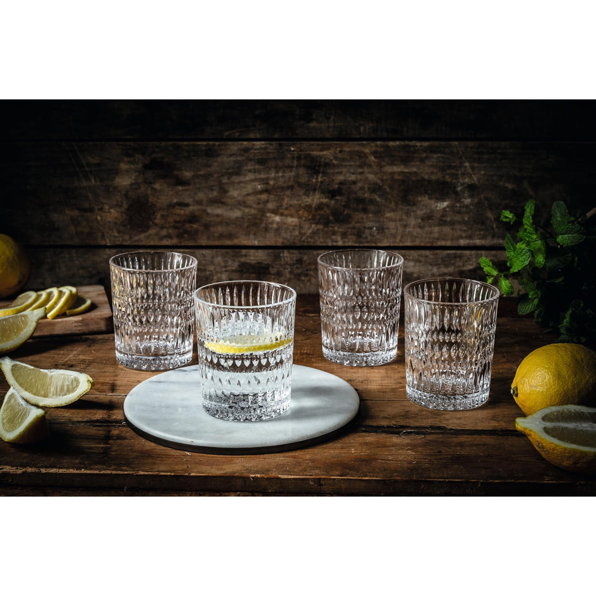 Ethno Crystal Tumblers by Nachtmann – 3.7" H x 3.2" L x 3.2" W, 0.294 liters, Crystal, Clear, Pack of 4
