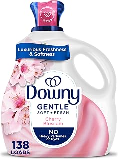 Downy Gentle Soft + Fresh Fabric Softener Liquid, Liquid Fabric Softener Designed to be Gentle on Skin, Cherry Blossom Scent, 93 fl oz, 138 loads