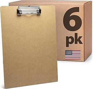 Officemate Recycled Wood Clipboard, 9 x 12.5-Inches, Low-Profile Rust-Resistant Clip, Hardboard Writing Surface with Retractable Hang Tab, 6-Pack, Brown