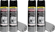 Weiman Stainless Steel Cleaner & Polish Streak-Free Shine - For Refrigerators, Oven, Dishwasher, Stove - 4 Pack Aerosol Spray with Microfiber Cloth Included