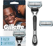 Gillette SkinGuard Razors for Men, 1 Razor Handle and 2 Razor Blade Refills, Designed for Men with Sensitive Skin, Razor Bumps, and Shaving Irritation