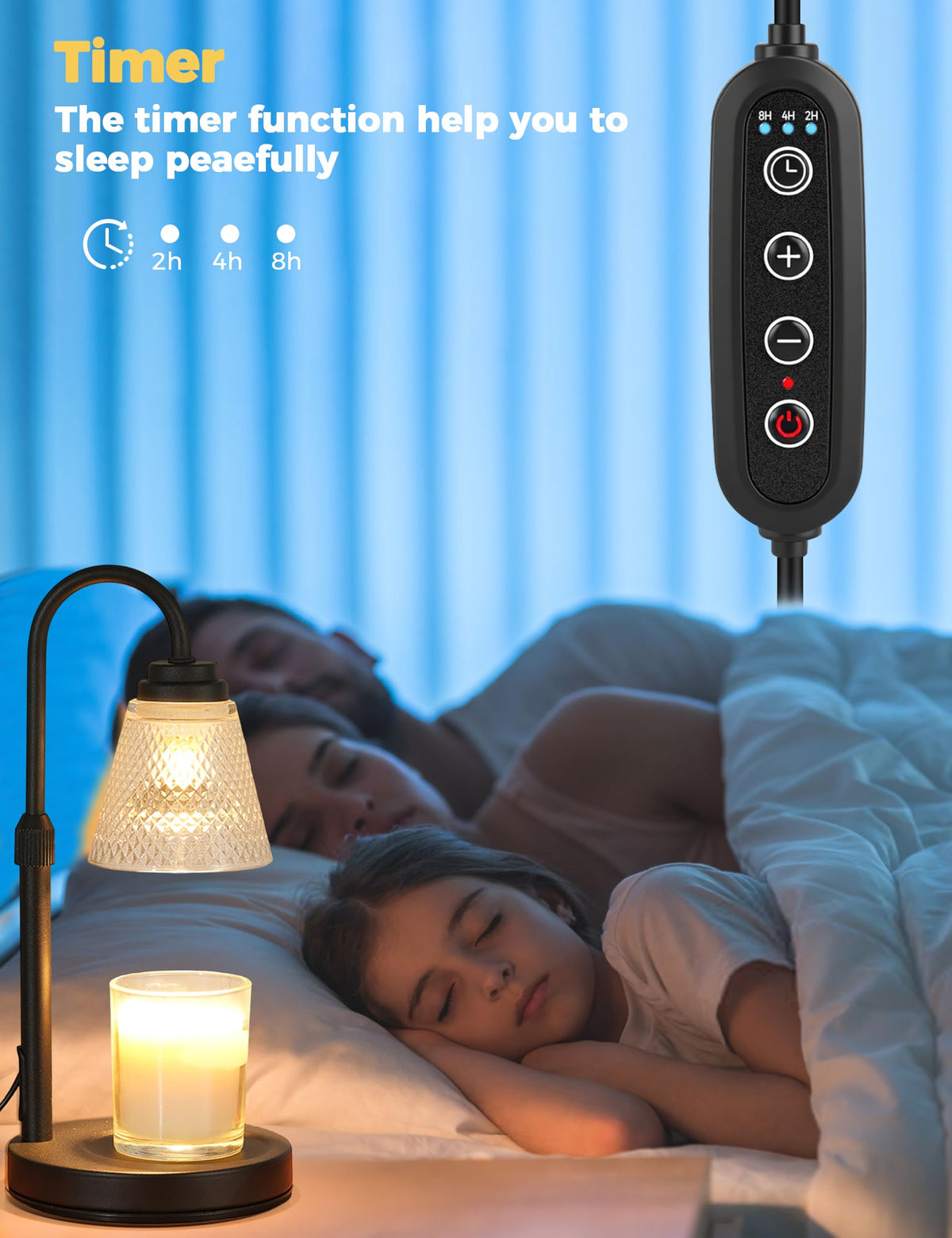 Qutadi Candle Warmer Lamp, Dimmable with Timer, Black