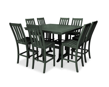 Vineyard 9-Piece Nautical Trestle Bar Set (Green) by Polywood – Onesize, Plastic, Green