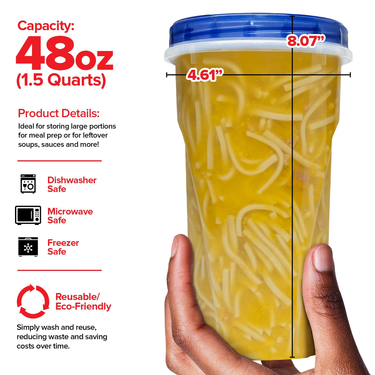 Stock Your Home 48 oz / Clear / 1.5 quarts Container Sets