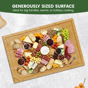 Kikcoin Bamboo Cutting Board, 30 x 20 Inch, Natural
