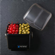 Mini Dome Condiment Bar 2 Compartnment with Dome Lid for Kitchen by San Jamar – 1 qt, 0.0 ounces, Acrylonitrile Butadiene Styrene (ABS), Black and Clear, Model BD2003