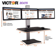 Victor Triple Monitor / Black W/Aluminum / Modern Monitor Stands