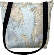 Betsy Drake TY11426M 16 x 16 in. Charlotte Harbor Florida Nautical Map Tote Bag - Medium