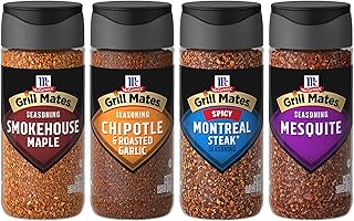 McCormick Grill Mates Unique Blends Grilling Variety Pack (Chipotle & Roasted Garlic, Mesquite, Spicy Montreal Steak, Smokehouse Maple), 4 Count