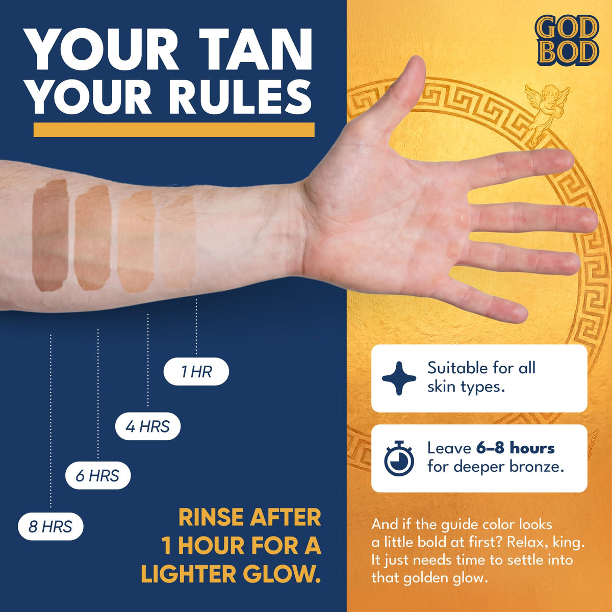 Men's Self Tanner by God Bod – 6.76 Fl Oz (Pack of 1), Gold