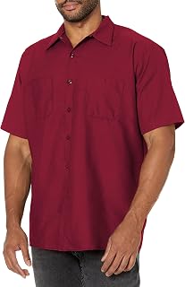 Red Kap Mens Short Sleeve Industrial Work Shirt, Burgundy, XX-Large US