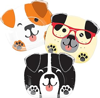 Creative Converting SHAPED PLATE 9" ASSORTED DOGS, 0.5x8.75x7.7inc, Multicolor