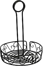 Winco Round Wire Condiment Caddy, 6.25-Inch, Black