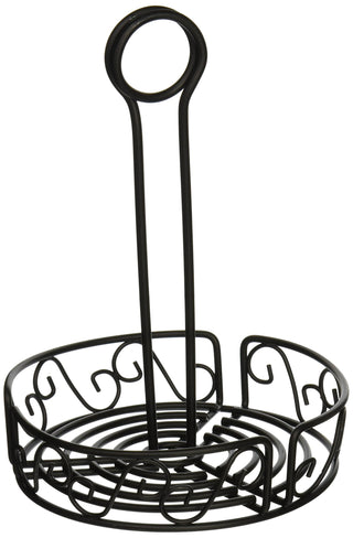 Round Wire Condiment Caddy by Winco – Medium, 6.0 liters, Steel, Black, Model WBKH-6R