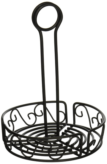 Round Wire Condiment Caddy by Winco – Medium, 6.0 liters, Steel, Black, Model WBKH-6R
