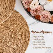 Bavify Round Woven Placemats, 13 Inch Diameter, Set of 10, Natural