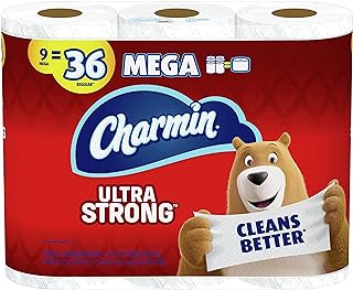Charmin Ultra Strong Toilet Paper, 9 Mega Rolls = 36 Regular Rolls (Packaging May Vary)
