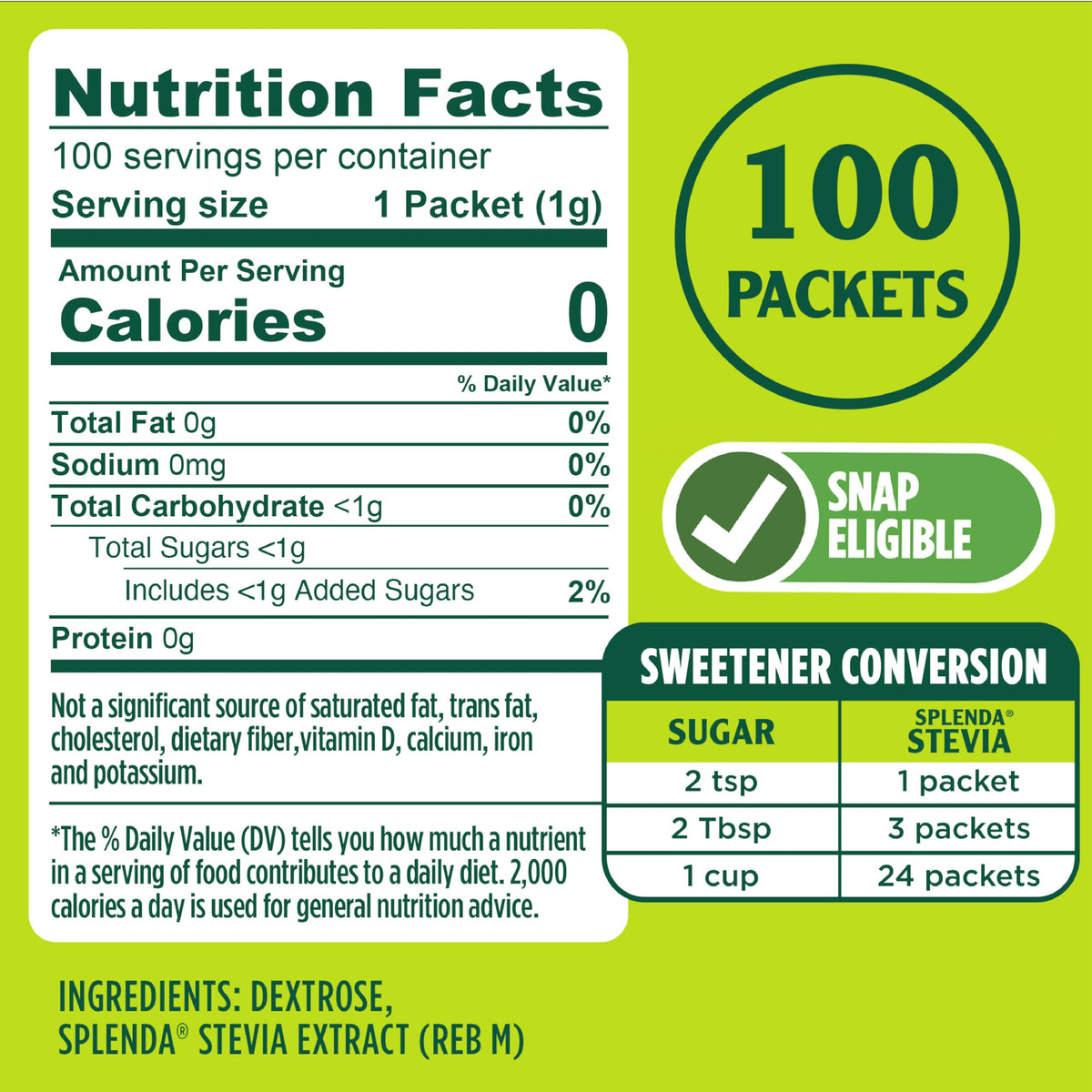 Stevia Zero Calorie Sweetener by SPLENDA – 100 Count (Pack of 2), Pack of 200, Model TL-GMLW-H1PH