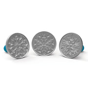 Nordic Ware Falling Snowflake Cast Cookie Stamps / Set of 3 / Silver with Blue Handles Cookie Stamps