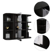 24" Roma Mirrored Medicine Cabinet with Six External Shelves and Three Interior Shelves by DEPOT E-SHOP – Engineered Wood, Black Wengue