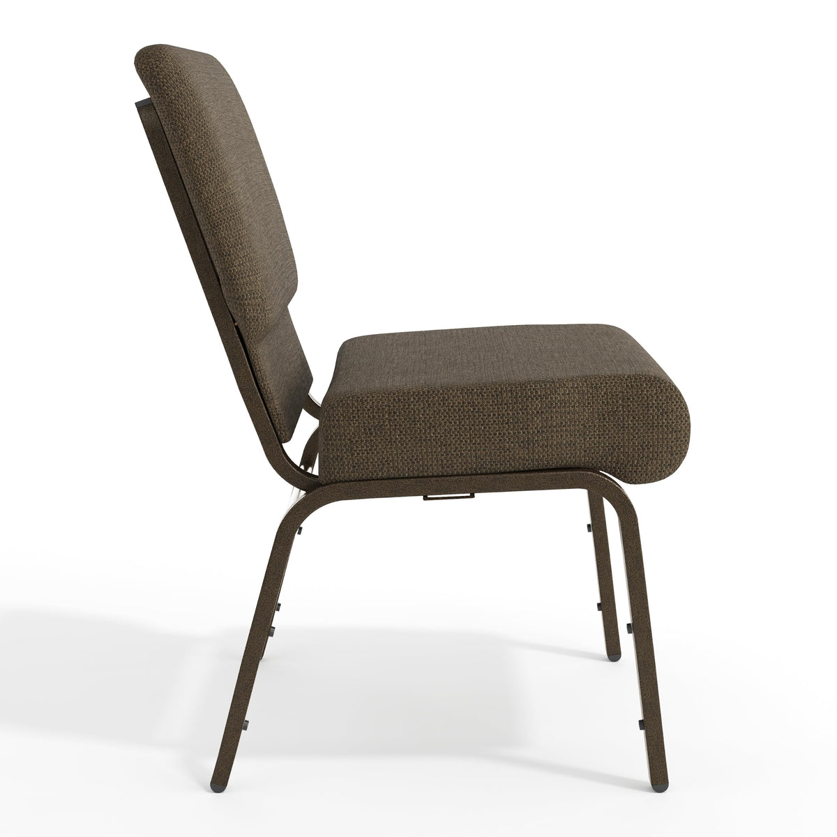 HERCULES Series 21''W Stacking Church Chair in Brown Fabric - Gold Vein Frame by Flash Furniture – Set of 1, Fabric, Steel, Model FD-CH0221-4-GV-S0819-GG