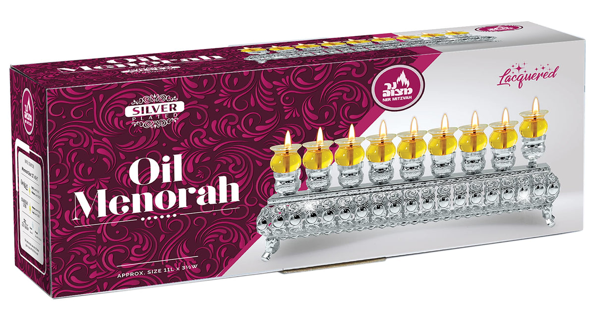 Ner Mitzvah Silver Wall Menorah, Holds Standard Oil Cups or Large Candles, 3 Inches